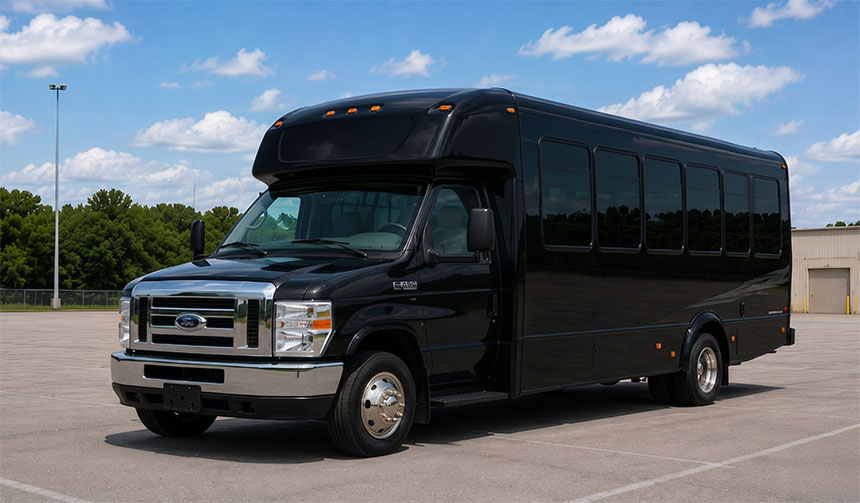20-passenger minibus available for charter in Delhi, LA